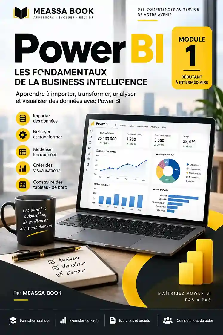 Couverture du livre Power BI - Les fondamentaux de la Business Intelligence de Meassa Book